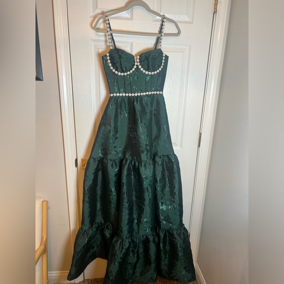 New V. Chapman Lucetta Dress in Emerald Baroque Floral - Picture 5 of 10